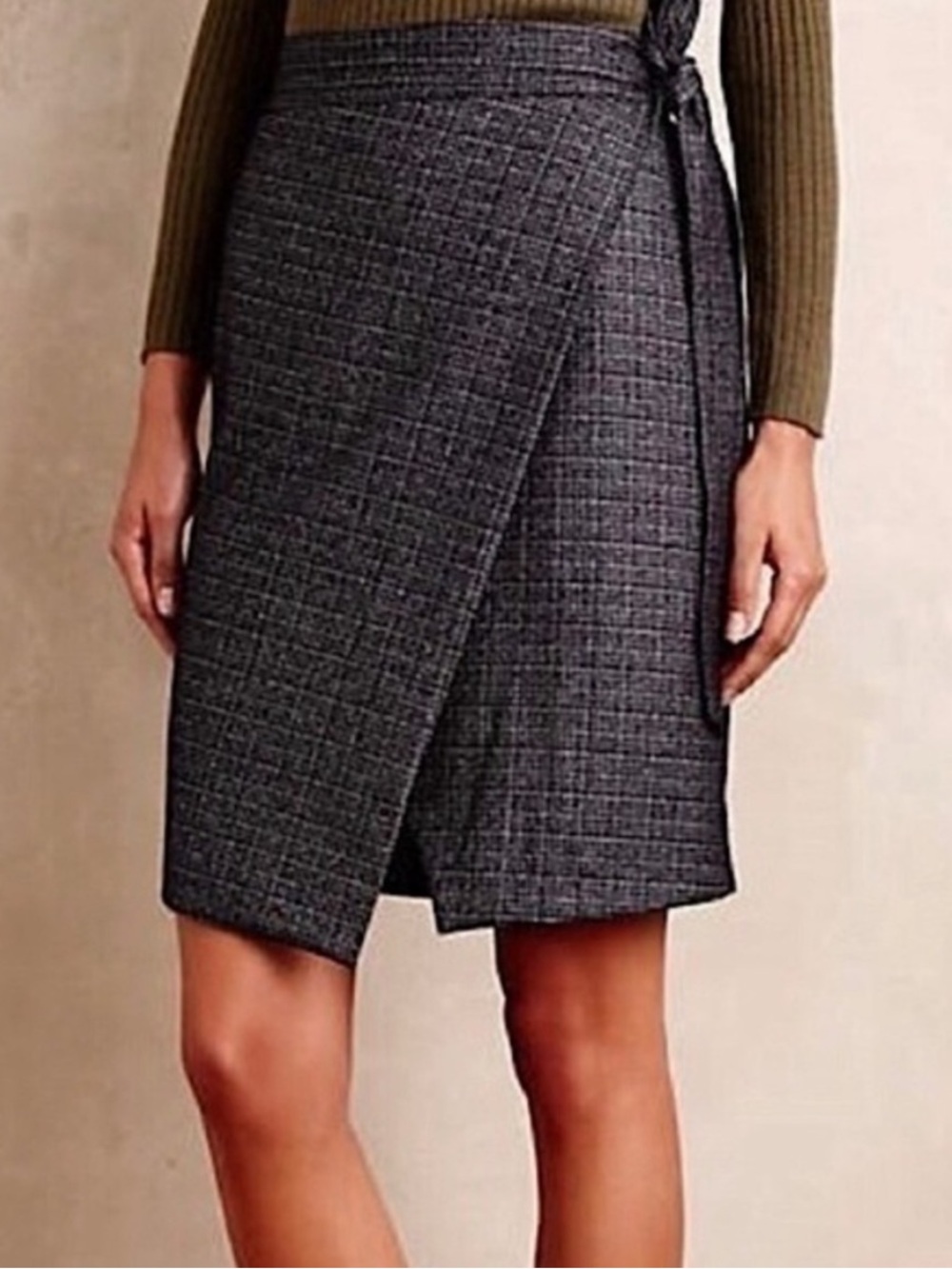 Anthropologie Maeve Crosby Tweed Wrap Skirt